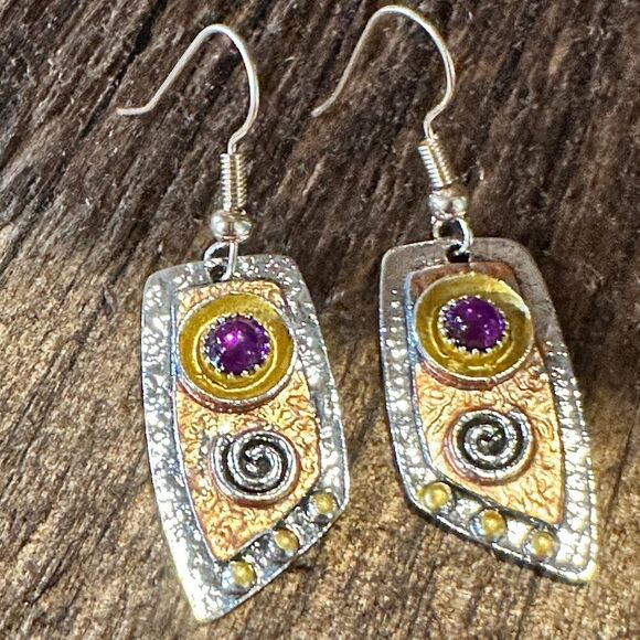 Handcrafted Bohemian Vintage Copper Dangle Earring, Retro Ethnic Style , Gift B - Picture 8 of 10